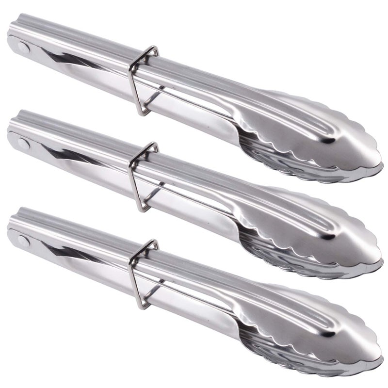 HINMAY Mini Stainless Steel Serving Tongs Small Tongs for Serving Food Cooking Salad Grilling (7-Inch 3 Pieces) - Image 1